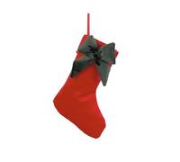 Generico Calza Natalizia di Natale in Velluto Rosso con Fiocco Verde da 30 cm