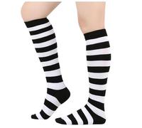 Generico Calze al Ginocchio Natalizie Calze sopra Il Ginocchio Calze Lunghe da Donna Calze Divertenti a Righe in Cotone Calzini Termici Invernali per Natale Carnevale e Feste a Tema Festival