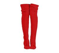 Generico Calze Circolazione Autoreggenti Calzini da donna lavorati a maglia a, calze invernali extra lunghe, alla coscia, sopra gli scaldamuscoli al ginocchio Calze A Strass (Red, One Size)