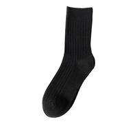 Generico Calze Nere Velate modello semplice tinta unita autunno e inverno calzini caldi e confortevoli addensati per uomo e donna (Black, One Size)