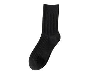 Generico Calze Nere Velate modello semplice tinta unita autunno e inverno calzini caldi e confortevoli addensati per uomo e donna (Black, One Size)