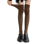 Generico Calze per Reggicalze Carne Calzini lunghi da donna in cotone lavorato a maglia con calze lunghe sopra i calzini extra Aperti Taglie Forti (C, One Size)