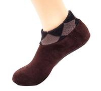 Generico Calze Slipper Termiche Uomo Pantofole Pavimento Morbide Pile Inverno Antiscivolo Doppia Faccia (Coffee, One Size)
