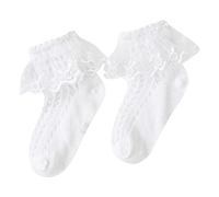 Generico Calzini Bambino Calzini Decorativi per Battesimo Calzini Neonata da Battesimo In Cotone Bianco con Ricamo a In Pizzo da Bambina Morbidi e Rispettosi Della Pelle (White, 1-3 Years)