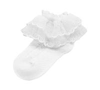 Generico Calzini Bambino Calzini Principessa Doppio Pizzo Bimba Calzini Decorativi per Battesimo Morbidi e Rispettosi Della Pelle Calzini Sottile Estate Pizzo Balze Calzini (White, 1-2 Years)