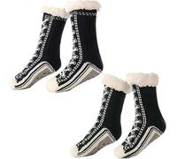 Generico Calzini da casa in cashmere ultra spessi, calzini invernali antiscivolo, morbidi e spessi, calzini natalizi caldi da donna (2pcs-c)