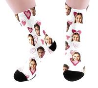 Generico Calzini Personalizzate con Foto,Calze per Il Viso Personalizzati di Natale con Foto E Testo Calzini Morbidi E Confortevoli A Facce Regalo di San per Donna Uomo Calzini Personalizzati