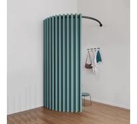 Generico Camerino Per Negozio Di Abbigliamento, Spogliatoio A Forma Di C Montato A Parete,per La Protezione Della Privacy, Include Tenda Oscurante(Peacock Green,110x110cm)
