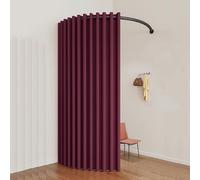 Generico Camerino Per Negozio Di Abbigliamento, Spogliatoio A Forma Di C Montato A Parete,per La Protezione Della Privacy, Include Tenda Oscurante(Wine Red,110x110cm)