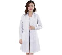 Generico Camice Bianco da Laboratorio Donna Uomo Cotone Chimica Laboratorio Camice Maniche Lunghe Bottone Bianco Camicia con Tasca, per Studenti Chimica Scuola Superiore Liceo Università
