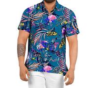 Generico Camice Uomo Estive,Camicie Casual da Uomo Tropical Short Casual Summer Beach Floral Down Spring Sleeve Button Camicie da Uomo