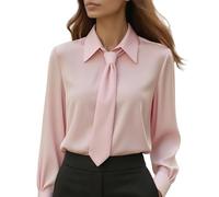 Generico Camicetta da Donna Elegante Classica Confortevole Camicetta Camicia Leggero Blusa Ufficio Tinta Unita Morbido Maglia Casual Basic Sciolto Top Business Moda