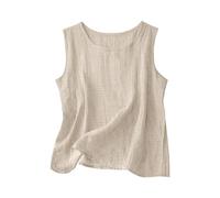 Generico Camicetta Leggera Senza Maniche per Un Casual e Comodo Top Estivo con Scollo Rotondo per Outfit Everyday Versatile Basic Tank Top Ideale per Primavera e Autunno (Beige, L)