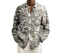 Generico Camicia a Maniche Lunghe con Collo Rovesciato Stampa Digitale Ampia e Comoda Casual Taglie Grandi Camicetta Top da Uomo Moda Camicie Comode Magliette Vintage Lavoro Leggera Vacanze Carnevale