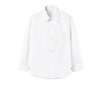 Generico Camicia Bianca Classica per Ragazzi Uniforma Scolastica con La Manica Lunga con Bottoni (14 Anni, Bianco)