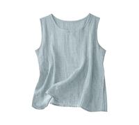 Generico Camicia Body Donna Canotta Estiva Senza Maniche Top Elegante Girocollo Blusa Curvy Spalla Larga Tinta Unita Canotte Estive Taglie Forti Magliette Tank Top Azzurro XXL