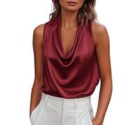 Generico Camicia da Donna Senza Maniche con Collo A V, Modello 2026 - Maglietta Comoda, Versatile E Che Slancia La Figura Elegante Particolari Blusa Bordeaux No Stiro T Shirt Leggero Classica Top