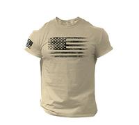 Generico Camicia da Formale con Colletto a O e Maniche Corte Stampa Flag Distressed per Un Casual Elegante Perfetta per e Tempo Libero