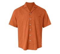 Generico Camicia da Lavoro Uomo, Camicia da Uomo in Lino Hawaii Channeling Hugh Lapel Shirt Casual Sports Beach Camicia A Maniche Corte