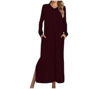 Generico Camicia da Notte Donna Cotone Manica Lunga Pigiama Invernale Elegante Camicie da Notte Lungo Morbida e Leggera Vestito da Notte Abbigliamentoda Casa Casual