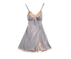Generico Camicia da Notte Donna Estiva Cotone Pigiama Manica Corta Camicetta Estivo Babydoll Sposa Top Raso Sottoveste Camicie Estive Camice Set Vestaglia Seta Baby Doll Intimo Sottana M