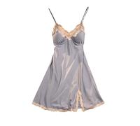 Generico Camicia da Notte Donna Estiva Sposa Abiti Estivi Cotone Pigiama Estivo Leggero Sottoveste Camice Estive Abito Vestito Raso Vestaglia Seta Manica Corta Baby Doll Intimo Color Carne XXL