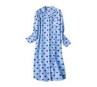 Generico Camicia da Notte Donna Invernale in Pile Larga E Morbida Perfetta per Taglie Forti E Il Relax Casalingo Nightdress Invernale Donna Calda(Blue, XXL)