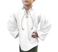 Generico Camicia da Pirata per Bambini Camicia Medievale per Bambino da Ragazzo Rinascimentale Steampunk Manica Lunga con Colletto Top per Halloween Tunica per Bambini Carnevale,Carino