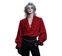 Generico Camicia da Pirata per Uomo con Volant, Camicia Coloniale Rinascimentale,Comodo Elegante Tempo libero Festivalmente Blusa Vittoriana Steampunk e Gotica per Costume da Vampiro