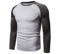 Generico Camicia da Uomo a Maniche Lunghe con Impunture in Puro Colore o Collo. Camicetta a Maniche Lunghe (Grey, L)