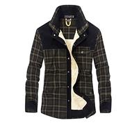 Generico Camicia da Uomo in Stile Casual da Boscaiolo Plaid Flanella A Quadri Camicia Imbottita da Lavoro di Cotone Cappotto InvernaleLeggero Quotidiano