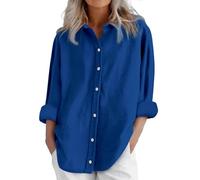Generico Camicia Donna Elegante Curvy Camicie in Lino Camicette Scollo a V T Shirt Leggera E Comoda Blusa T Shirt Leggero Comodo Blusa Tees Classico per Il Tempo Libero, Leggera, con Tasche