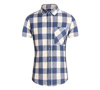 Generico Camicia Elegante Uomo, Camicia A Quadri da Primavera Estate Trend Camicia A Maniche Corte Giovane di Grandi Dimensioni