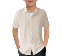 Generico Camicia Estiva Sfumata per Bambini, Maniche Corte e Bottoni, Tessuto Leggero e Traspirante per Il Mare e la Piscina, Facile da Lavare