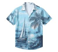 Generico Camicia Estiva Uomo,Camicie Maniche Corte Stampa Tropicale Bottoni Casual Estive Spiaggia Eleganti Leggere Traspiranti
