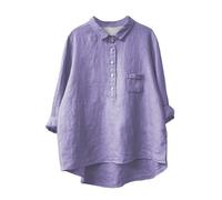 Generico Camicia in Lino Boho per Donna 2026 - in Gaze a Maniche Corte Colletto a V a Bottoni, Loose Fit Blouse, Top Tunica Casual per Vacanze, Leggera per Estate(Rose Gold, XXXXXL)