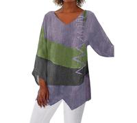 Generico Camicia in Lino per Donna - Loose Fit a 3/4 Maniche, Top Tunica Estate 2026, con Spaccato Laterale, Tee Elegante, Blouse Taglie Grandi(Rose Gold, M)