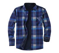 Generico Camicia Invernale Uomo Elegante Monopetto in Pile Sottile a Maniche Lunghe Con Stampa Scozzese Con Risvolto Collo 43 - Autunno e Inverno