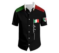 Generico Camicia Italia Uomo Manica Lunga Slim Fit Elegante Camicie Italy Vintage Cotone Regular Fit con Bottoni Bandiera Italiana T-Shirt Comfort Estivo Moderna Tutta l'italia
