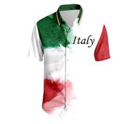 Generico Camicia Italia Uomo Manica Lunga Slim Fit Elegante Camicie Italy Vintage Cotone Regular Fit con Bottoni Bandiera Italiana T-Shirt Comfort Estivo Moderna Tutta l'italia