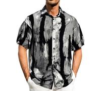 Generico Camicia Lino Uomo Manica Corta,Camice Sciolto e Agevole,Co per La Festa della Maschile per Una Fuori Porta(Dark Gray, XXXL)