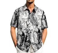 Generico Camicia Lino Uomo Manica Corta,Camice Sciolto e Agevole,Co per La Festa della Maschile per Una Fuori Porta(Grey, XXXXL)