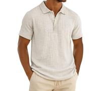Generico Camicia Lino Uomo Manica Corta Casual,con Bottoni,Maniche Lunghe,per L'Estate,E Va Canze Cubane O Come da Spiaggia a Tinta Unita Estiva Beach (Bianco, S)