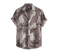 Generico Camicia Manica Corta Uomo - Camicia Casual Manica Corta Stampa Colletto Abbottonato Bluse Elegante