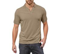 Generico Camicia Maniche Corte Uomo Tshirt Uomo Classics Unico Camicia No Stiro comodità Estivo Spiaggia Magliette Antisudore Scollo a V Vestiti Shirts for Men Light Brown 3XL