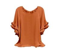 Generico Camicia Marrone Donna Camicia Donna Manica Lunga T Shirt Elegante Girocollo Cotone Sciolto Tinta Unita Camicie Larga Tunica Top Sportiva t Shirt Scollo v