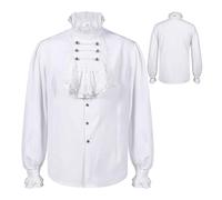 Generico Camicia Medievale Costume Da Pirata Superiore - Camicia Medievale Da Uomo, Abbigliamento Cosplay Vintage Ḿedievale | Veste Steampunk Retrò Gotico Per Halloween, Tunica Rinascimentale Legge