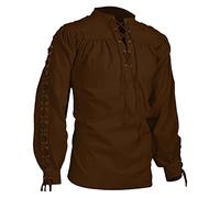 Generico Camicia Medievale, Costume Halloween Uomo Pirata Camicia Rinascimentale Da Poeti Medievali Vittoriano Steampunk Manica Lunga Jabot Collare Medievale Pirata Con Volant Sul Davanti Per Cosplay