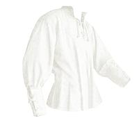 Generico Camicia Medievale Uomo con Lacci Camicia Lino Uomo Manica Lunga Casual Camicia Uomo Elegante Estiva Shirt Tinta Unita Traspirante per Mare Spiaggia Vacanza