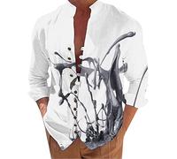 Generico Camicia Militare Uomo-Camicia a Maniche Lunghe da Stampata in 3D Digitale con Colletto alla Coreana per Vacanze al Mare per Il Tempo Libero
